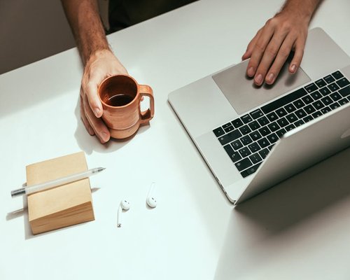 Person taking a break from laptop work